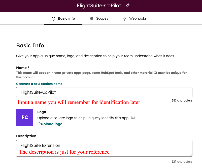 Step 5: Enter app name and description